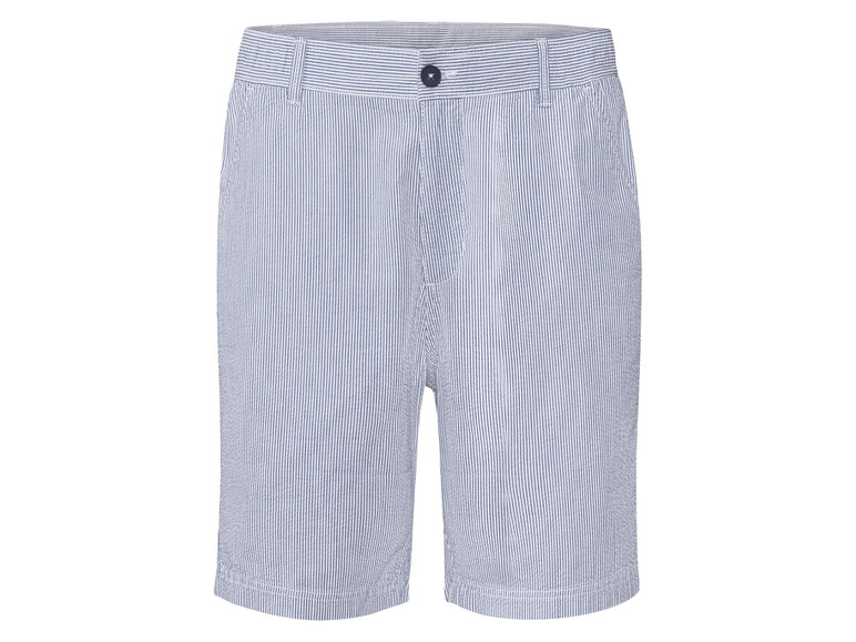 Blauwe gestreepte korte broek voor heren.