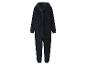 Zwarte pluche jumpsuit met capuchon, achteraanzicht