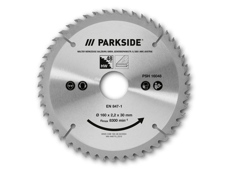 Een Parkside cirkelzaagblad voor hout.