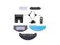 Robotstofzuigeraccessoires, inclusief een laadstation, borstels, filter en afstandsbediening.