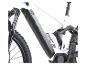Vélo électrique tout-terrain blanc : Batterie intégrée Dice, amortisseur RockShox.