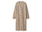 Lang beige gebreid vest met knopen