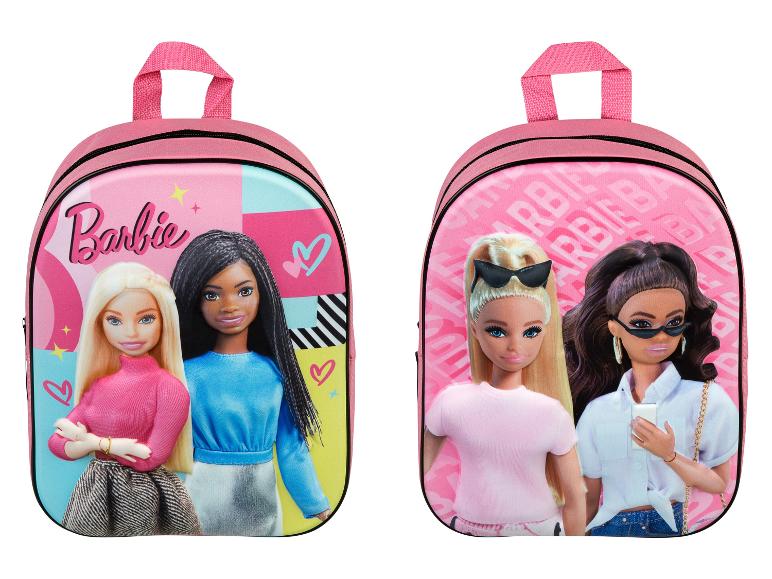 Deux sacs à dos roses Barbie avec des images de poupées Barbie.