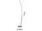 Lampadaire LED incurvé, 148 cm de haut, avec une base de 25 cm de diamètre.