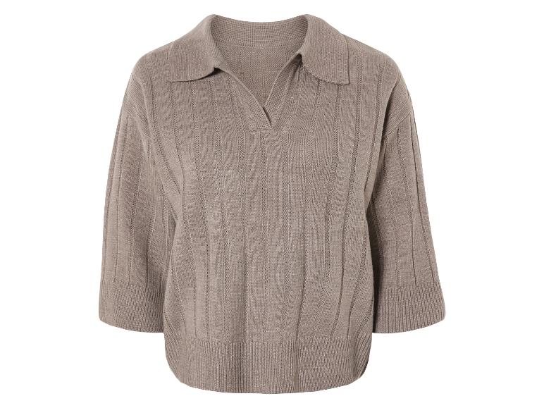 Beige gebreide trui met col