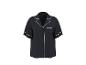 Chemise de pyjama noire à manches courtes avec passepoil blanc