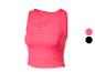 Haut de sport rose pour femme avec découpe et détails en maille.