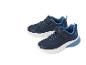 Chaussures de sport bleues pour enfants avec fermeture velcro et lacets, avec imprimé dinosaure.