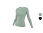 T-shirt de sport vert clair à manches longues avec détails perforés et options de couleur.