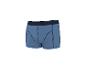 Blauwe boxershort met donkere stiksels en zwarte elastische tailleband