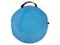Tente pop-up ronde bleue dans un sac de transport avec poignée noire