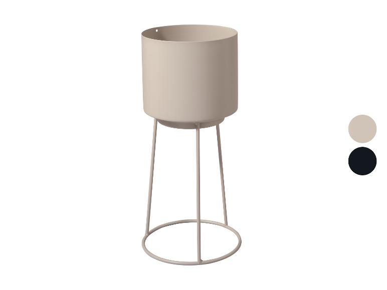 Pot de fleurs beige avec support en métal