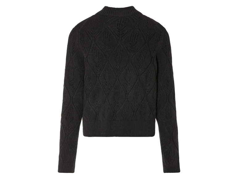 Un pull en maille noir à motif losange.