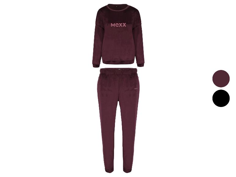 Ensemble de survêtement en velours Mexx bordeaux, avec sweat-shirt et pantalon.