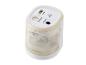 Taille-crayon électrique blanc et transparent avec deux ouvertures pour crayons de 6-8mm et 9-12mm.