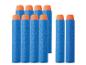 Een groep blauwe schuimpijltjes met oranje punten.