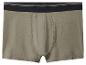 Heren kaki boxershorts met een zwarte elastische tailleband en grijze strepen