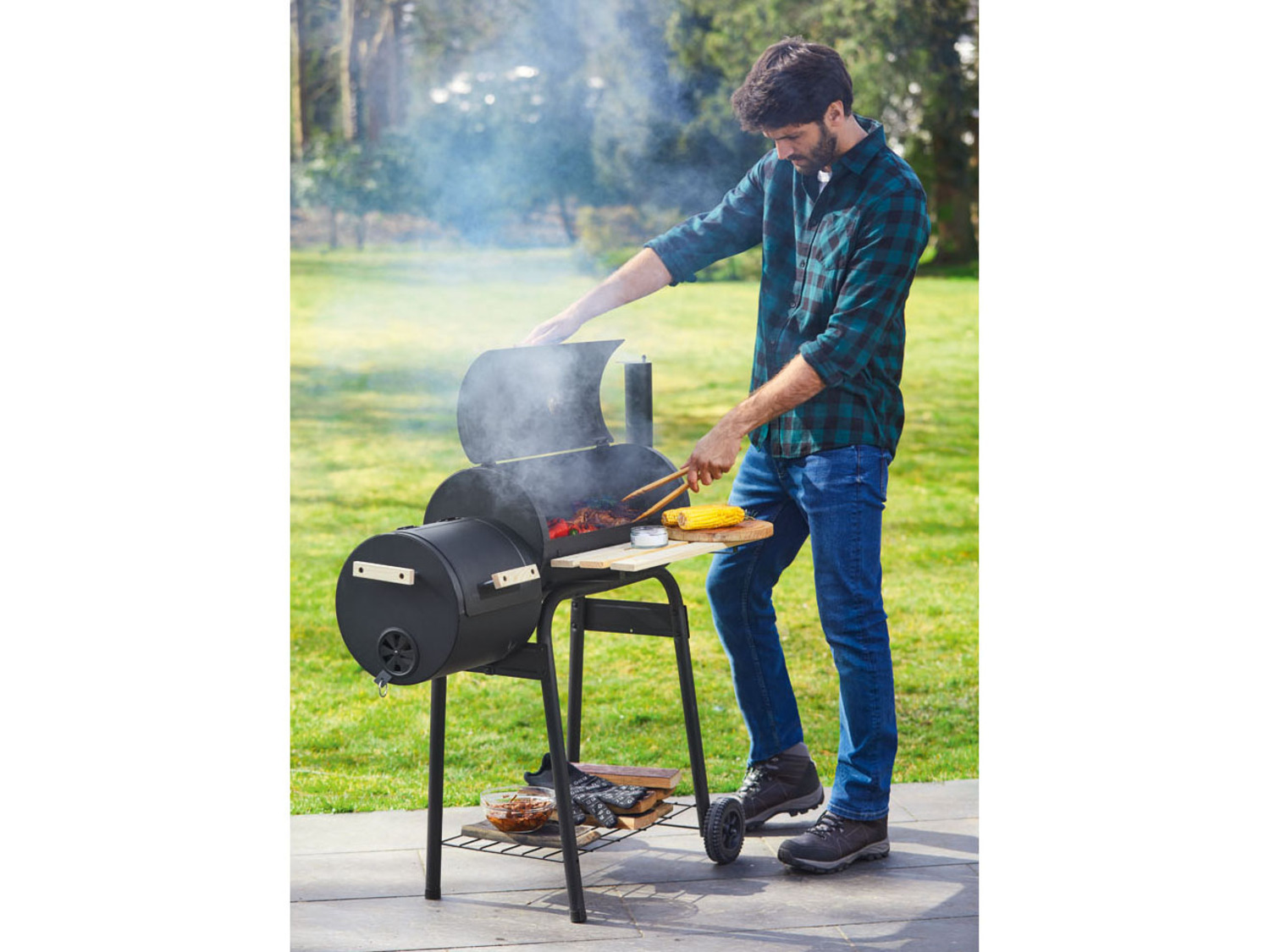 GRILLMEISTER Barbecue fumoir au charbon de bois