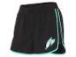 Shorts de sport noirs avec détails turquoise.
