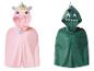 Roze eenhoorn en groene dinosaurus cape voor kinderen