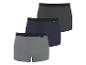 Trois boxers en coton pour hommes en gris foncé, bleu marine et gris clair.