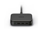 Een zwarte TRONIC 4-poorts USB-lader met snelladen.