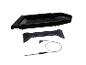 Zwarte grillplaat, spatel en vleesthermometer