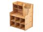 Licht houten bureau-organizer met meerdere vakken en planken