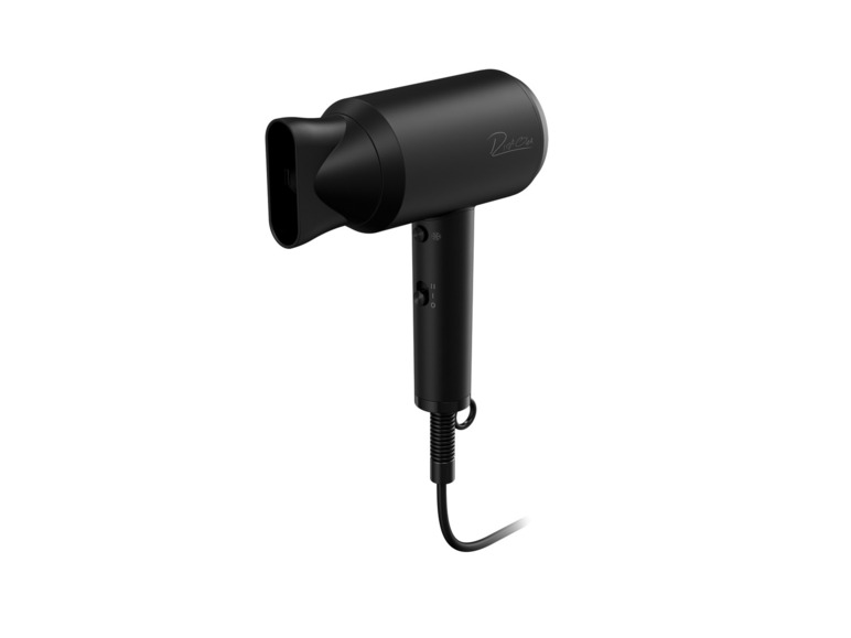 Een zwarte Dyson haardroger met snoer.
