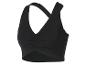 Soutien-gorge de sport noir à col en V avec détail froncé sur le devant.