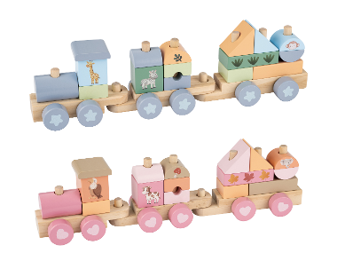 LUPILU® Train en bois, avec 2 wagons
