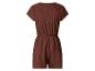 Combinaison courte marron pour femme à manches courtes et taille élastique.