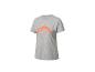 T-shirt gris à manches courtes avec logo orange.