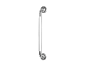 Een verchroomd metalen handgreep voor de badkamer.
