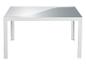 Moderne witte tafel met glazen blad.