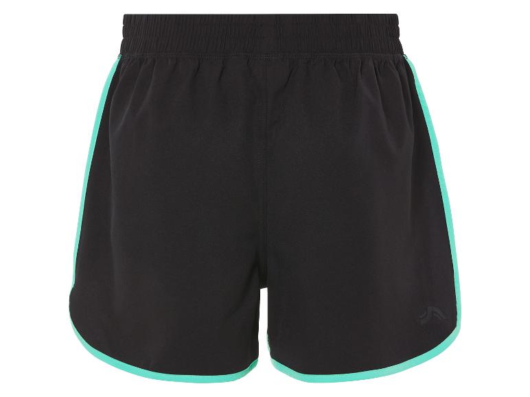 Shorts de sport noirs avec détails turquoise.