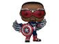 Figurine Funko Pop! de Falcon en Captain America avec bouclier et ailes.