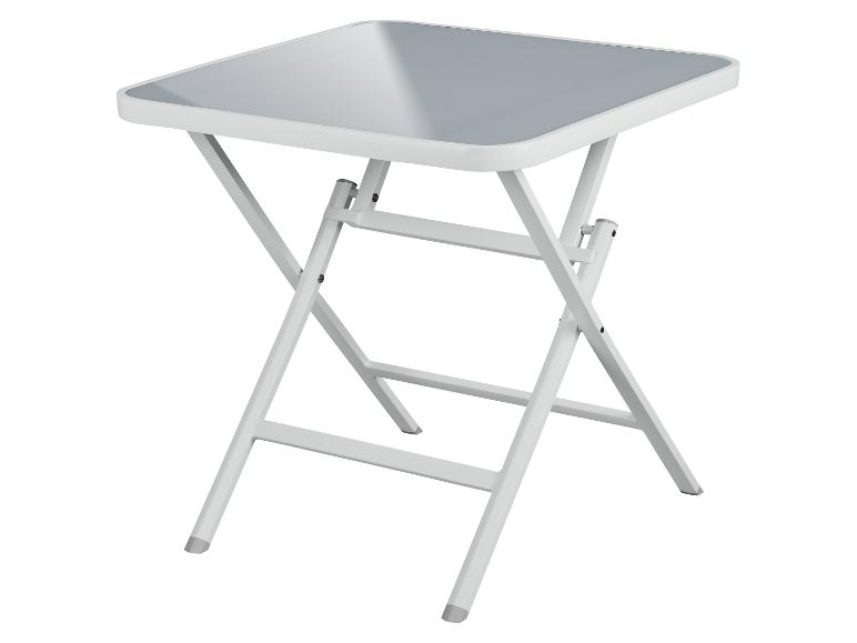 Witte opklapbare tafel met grijs blad.