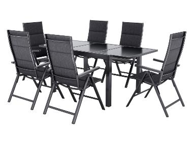 LIVARNO home Ensemble de jardin »Houston / Toronto« : Table extensible avec 6 fauteuils à haut dossier