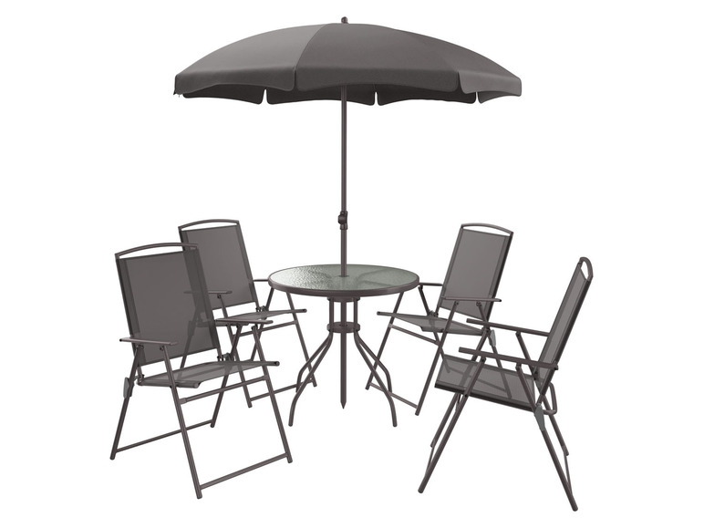 Aller en mode plein écran LIVARNO home Set de meubles de jardin en acier avec parasol, 6 pièces - Photo 1