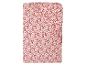 Drap-housse pour lit bébé avec motif floral rose et marron.
