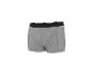 Grijze katoenen boxershort voor heren met zwarte elastische tailleband en witte strepen.