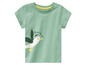 Un t-shirt vert clair avec une mouette imprimée dessus.
