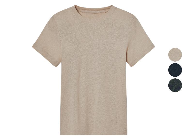 T-shirts à manches courtes en lin beige, noir et vert foncé.