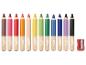 Douze crayons de couleur et un taille-crayon rouge, chaque crayon marqué 'Crelando'.