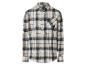 Chemise à carreaux en flanelle pour homme, beige, noire et blanche.