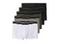 Set van vijf herenboxershorts in wit, kaki en zwart.
