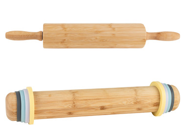 ERNESTO® Bamboe deegroller met handvat of siliconen ringen