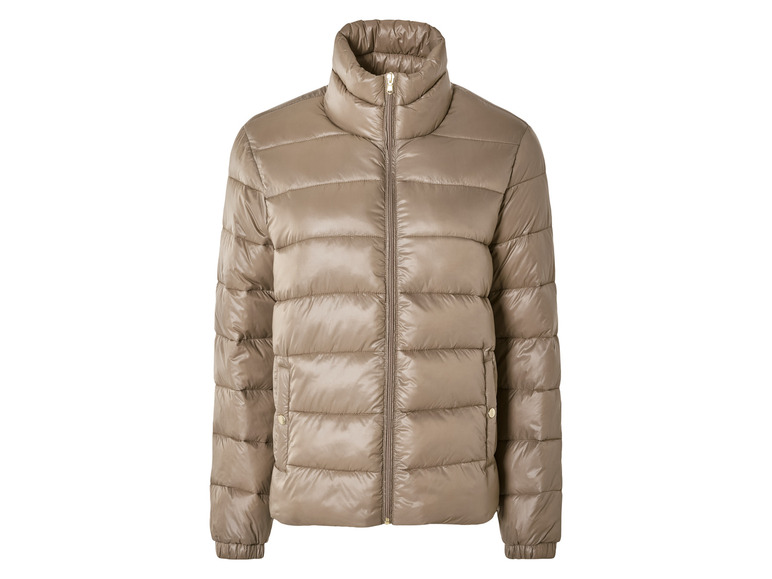 Une veste matelassée de couleur beige clair avec fermeture éclair