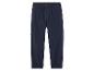 Donkerblauwe broek met zakken en elastische tailleband.
